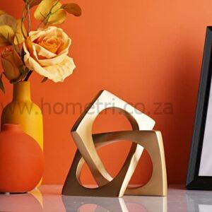 Alternative view of Geometric Cube Sculpture Gold Knot