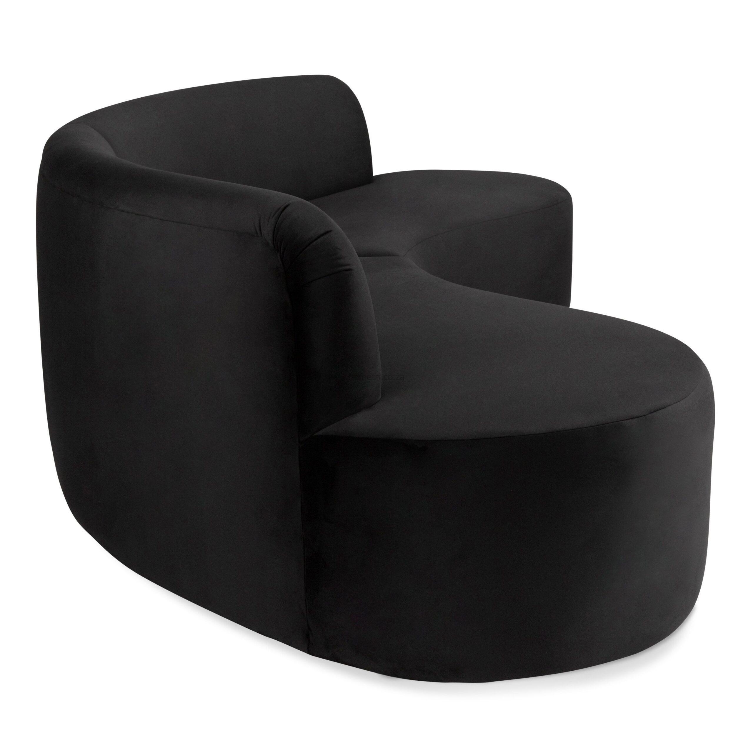 Solberg Black Velvet Curved Couch - Image 6