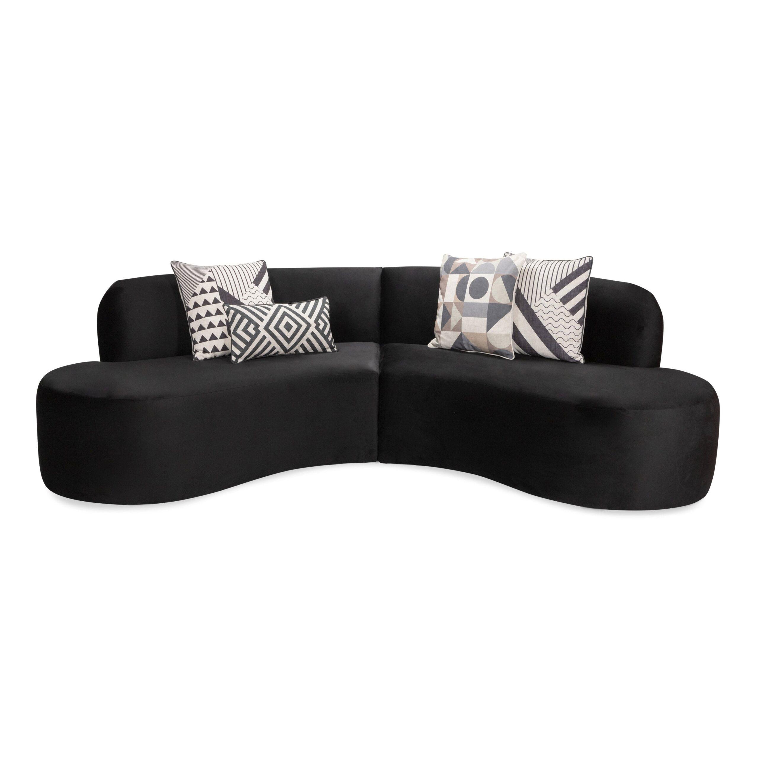 Solberg Black Velvet Curved Couch - Image 4
