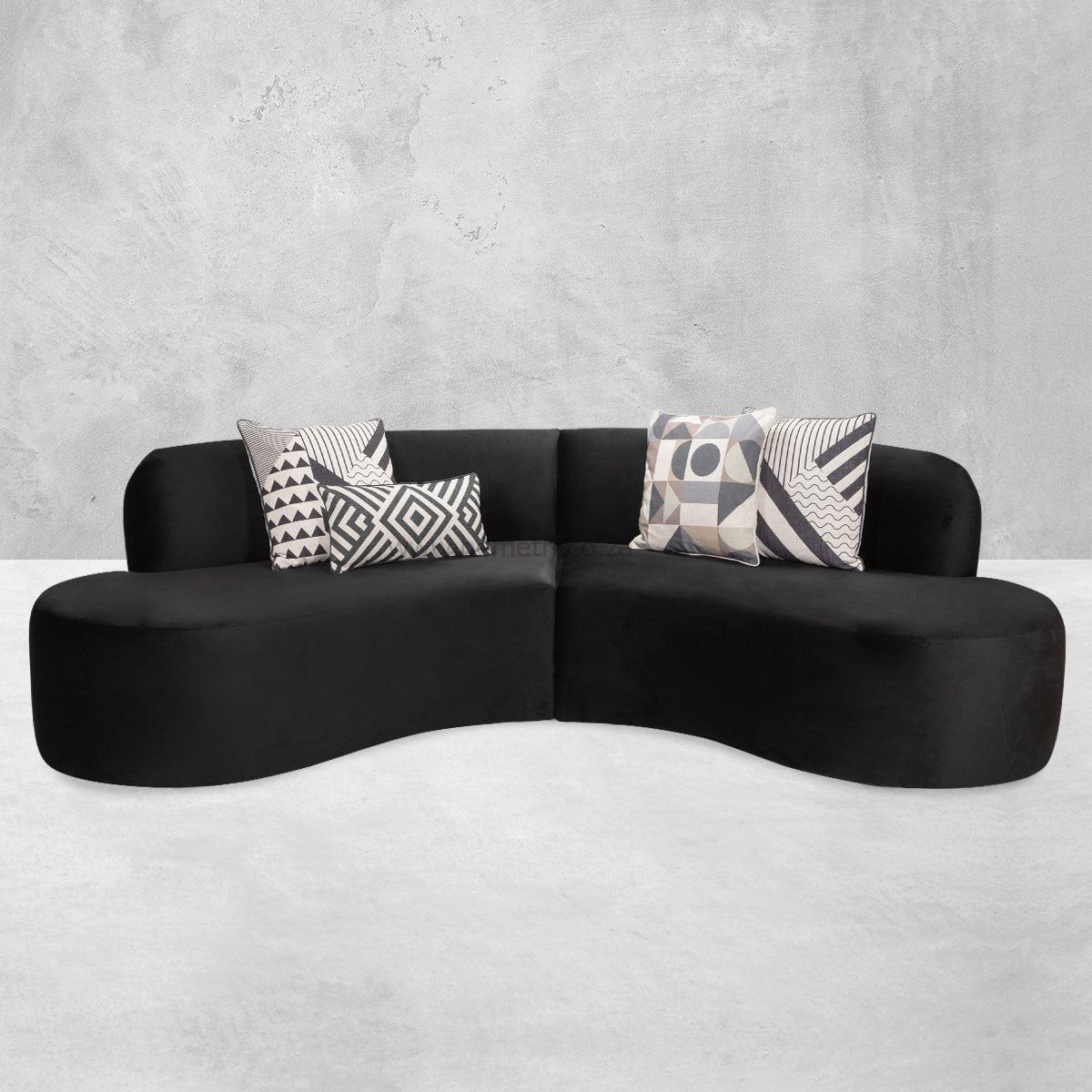 Solberg Black Velvet Curved Couch - Image 3