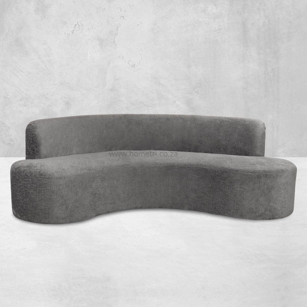 Jay Charcoal Velvet Curved Couch