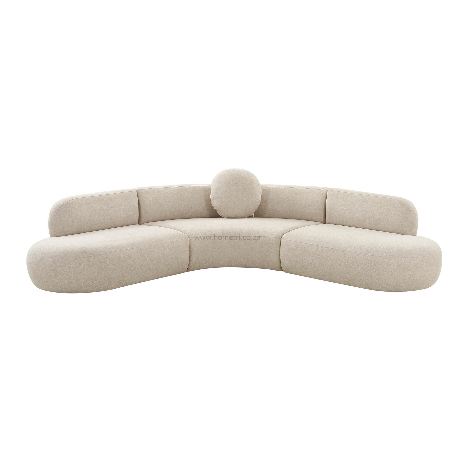 Kaya Beige Linen Curvy Couch - Image 2