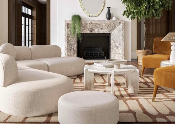 Kaya Beige Linen Curvy Couch - Image 4