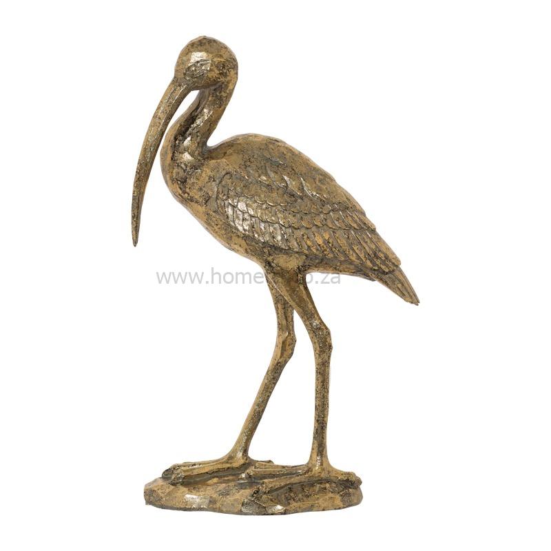 Crane Figurine Standing Gold