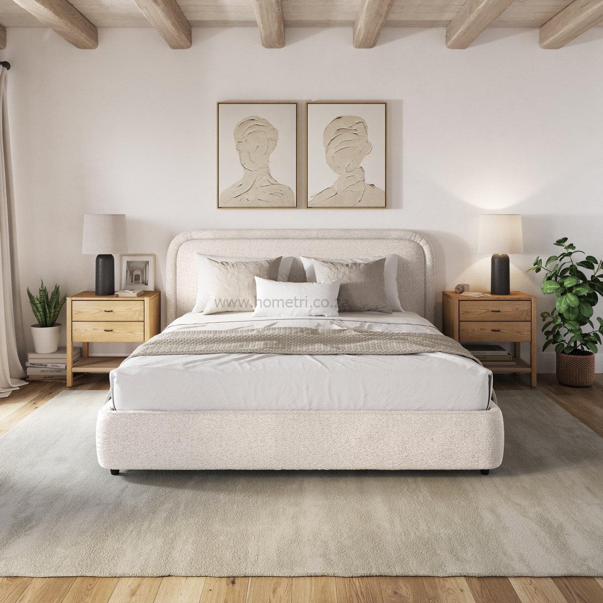 Engrid II Curved Headboard Boucle Bedframe - Image 2