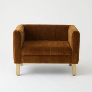 Cognac Velvet Armchair